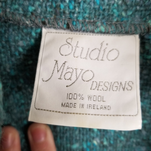 Vintage 100% Wool Tweed Poncho Button Down - Picture 4 of 8